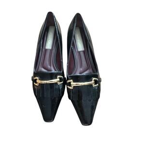 Franco Sarto Women's Black Leather Rina Pointed Toe Slip on Loafer Flats Size 7